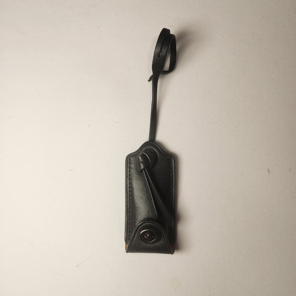 Coach 1941 Leather Clochette Hanging Tag Charm Dark Gunmetal Black